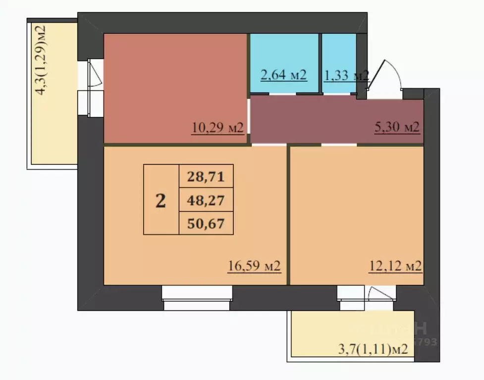 2-к кв. Ярославская область, Ярославль ул. Генерала Маргелова, 4 ... - Фото 2