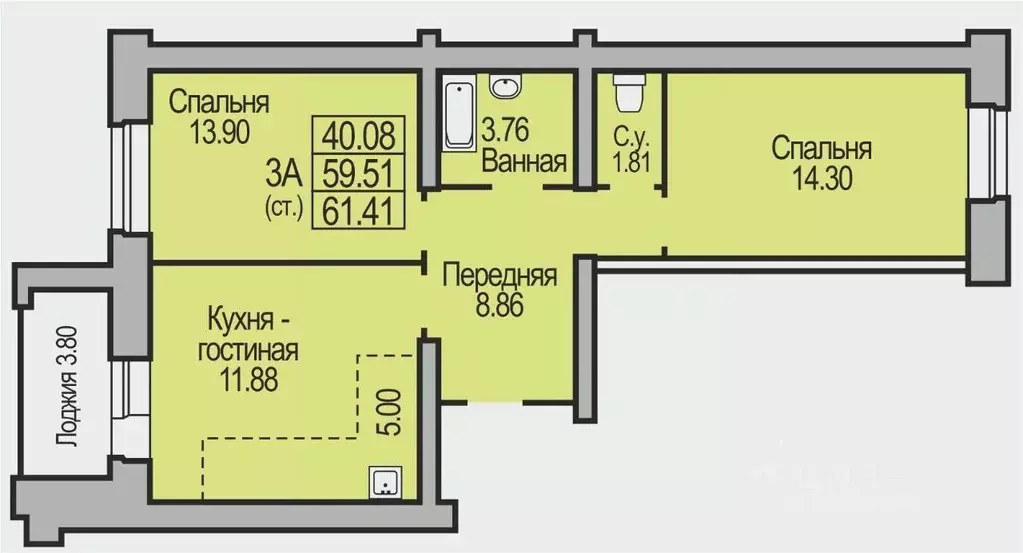 3-к кв. Новосибирская область, Бердск Южный мкр,  (61.41 м) - Фото 0