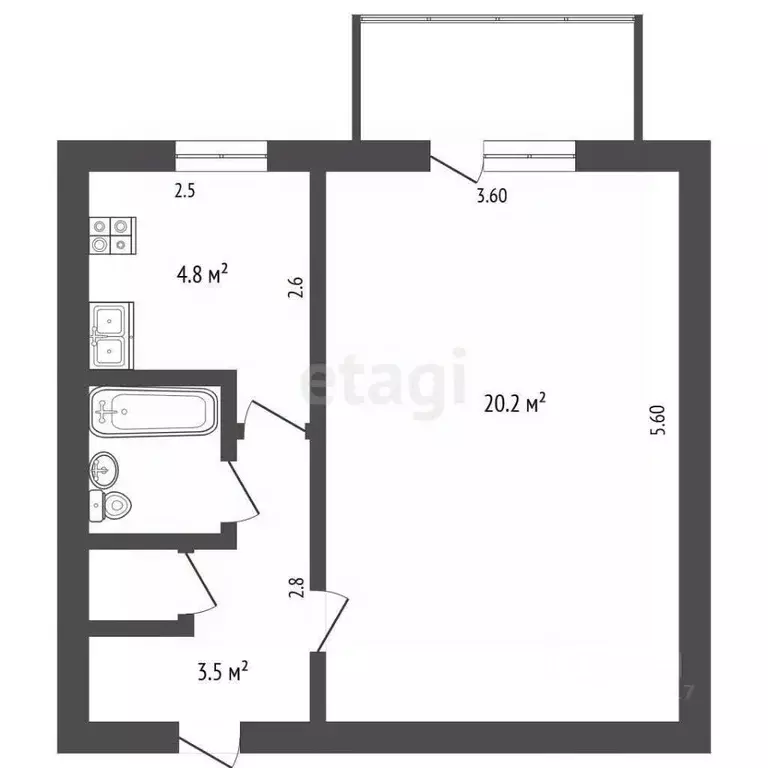 1-к кв. Крым, Бахчисарай ул. Крымская, 8 (31.2 м) - Фото 0