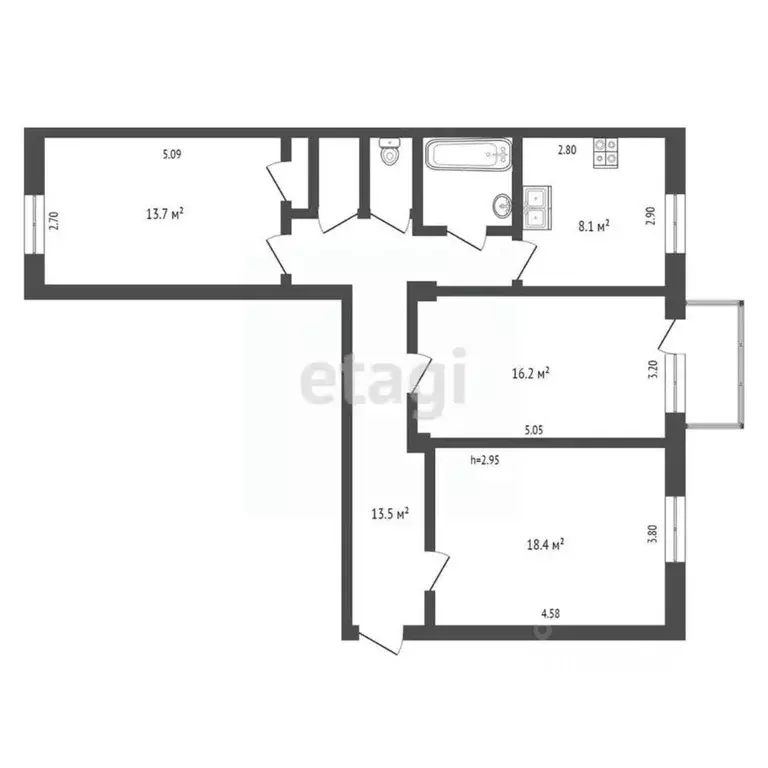 3-к кв. Вологодская область, Череповец ул. Ленина, 90 (77.2 м) - Фото 1