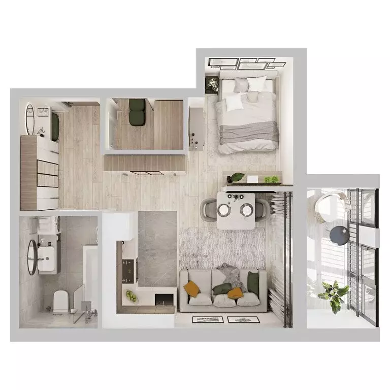 Квартира-студия: Кострома, микрорайон Новый город (34 м) - Фото 2