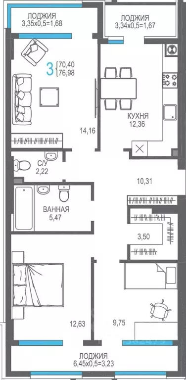 3-к кв. Крым, Алушта На Фонтанке жилой комплекс (76.98 м) - Фото 1