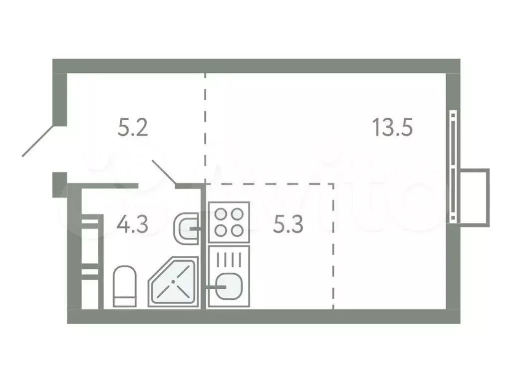 Квартира-студия, 28,3 м, 7/9 эт. - Фото 0