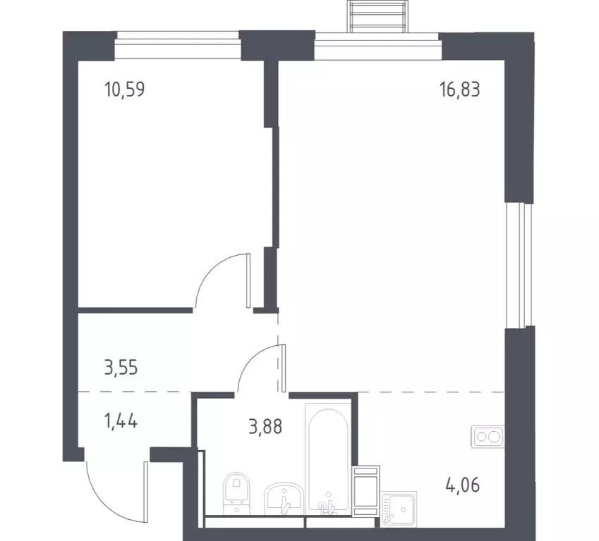 1-комнатная квартира: село Ям, улица Мезенцева, 15 (39.6 м) - Фото 1