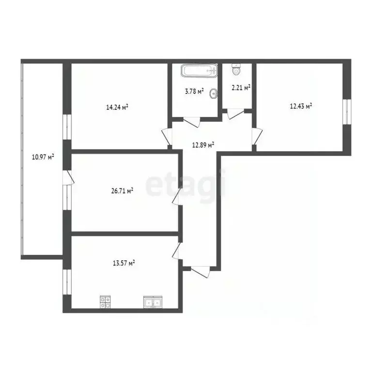 3-к кв. Тюменская область, Тюмень ул. Газопромысловая, 2 (79.0 м) - Фото 1