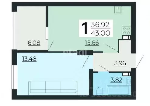 2-к кв. Липецкая область, Липецк ул. Нестерова, 9 (43.0 м) - Фото 0