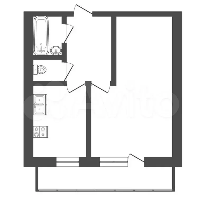 1-к. квартира, 32,9 м, 4/8 эт. - Фото 0