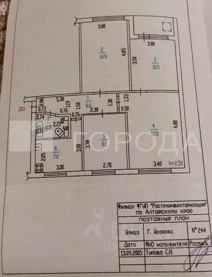 4-к кв. Алтайский край, Барнаул ул. Георгия Исакова, 244 (68.1 м) - Фото 2
