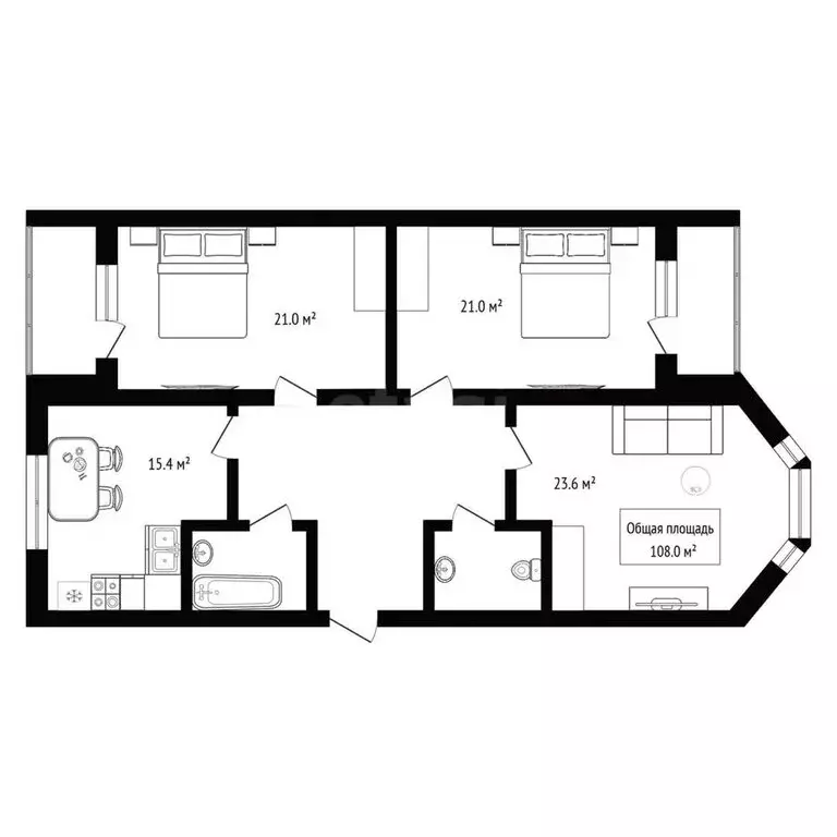 3-комнатная квартира: Бердск, улица Карла Маркса, 2Б (108 м) - Фото 1