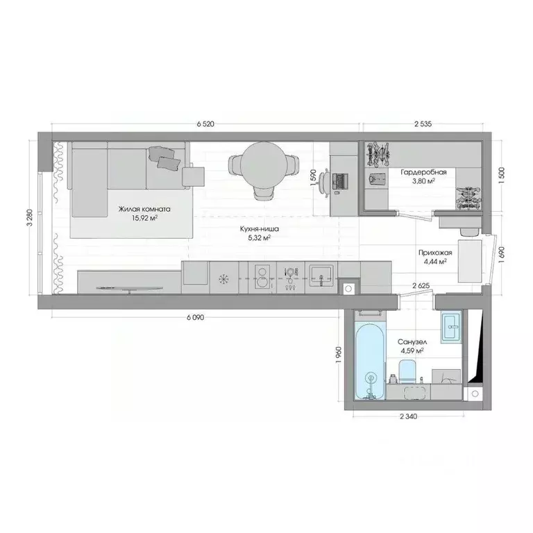 1-к кв. Приморский край, Владивосток ул. Нейбута (34.93 м) - Фото 1