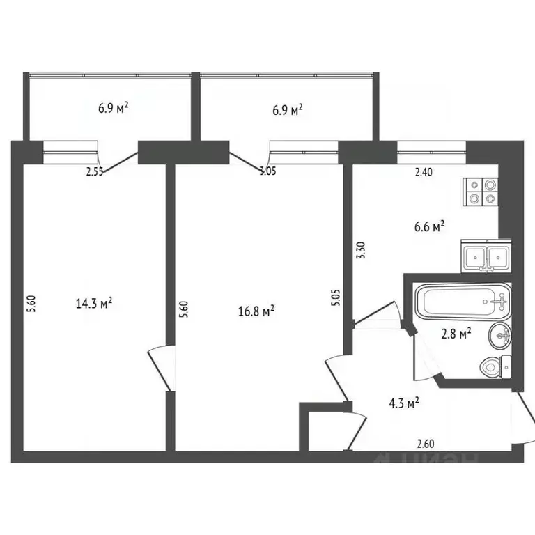 2-к кв. Крым, Феодосия ш. Симферопольское, 31Б (45.1 м) - Фото 2
