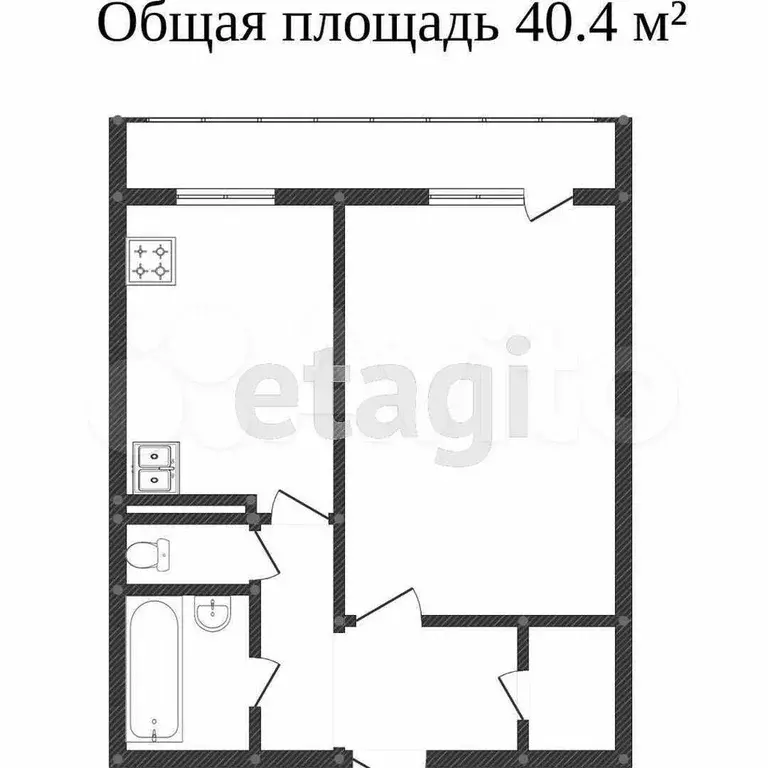 1-к. квартира, 41 м, 4/12 эт. - Фото 0