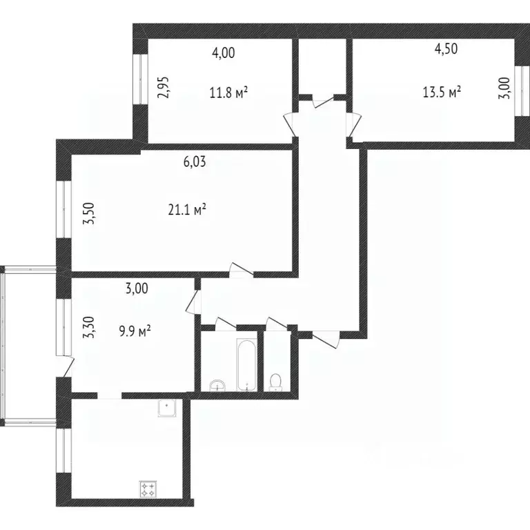 3-к кв. Ханты-Мансийский АО, Сургут ул. Энтузиастов, 4 (85.3 м) - Фото 1