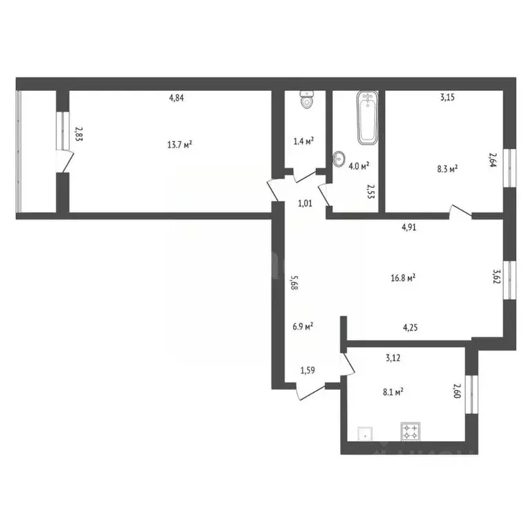 3-к кв. Амурская область, Благовещенск Игнатьевское ш., 13 (59.9 м) - Фото 2