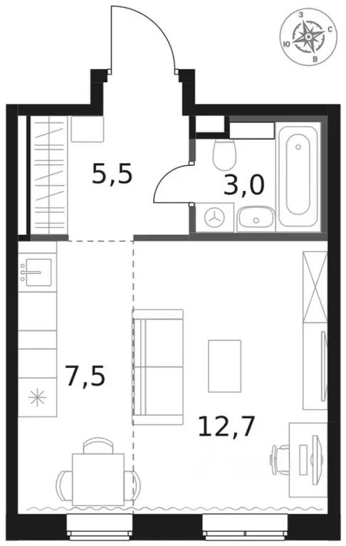 Студия Московская область, Химки Клязьма-Старбеево мкр, Международный ... - Фото 2