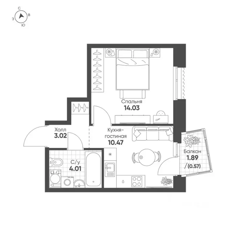 1-к кв. Татарстан, Казань Счастье в Казани жилой комплекс (32.1 м) - Фото 1