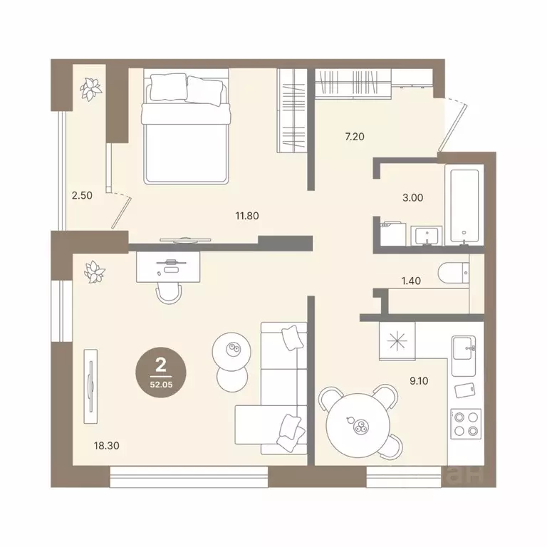 2-к кв. Нижегородская область, Нижний Новгород 52-й Автозавода кв-л,  ... - Фото 1