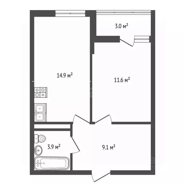 1-к кв. Ростовская область, Аксай ул. Александра Невского, 2к3 (41.5 ... - Фото 2