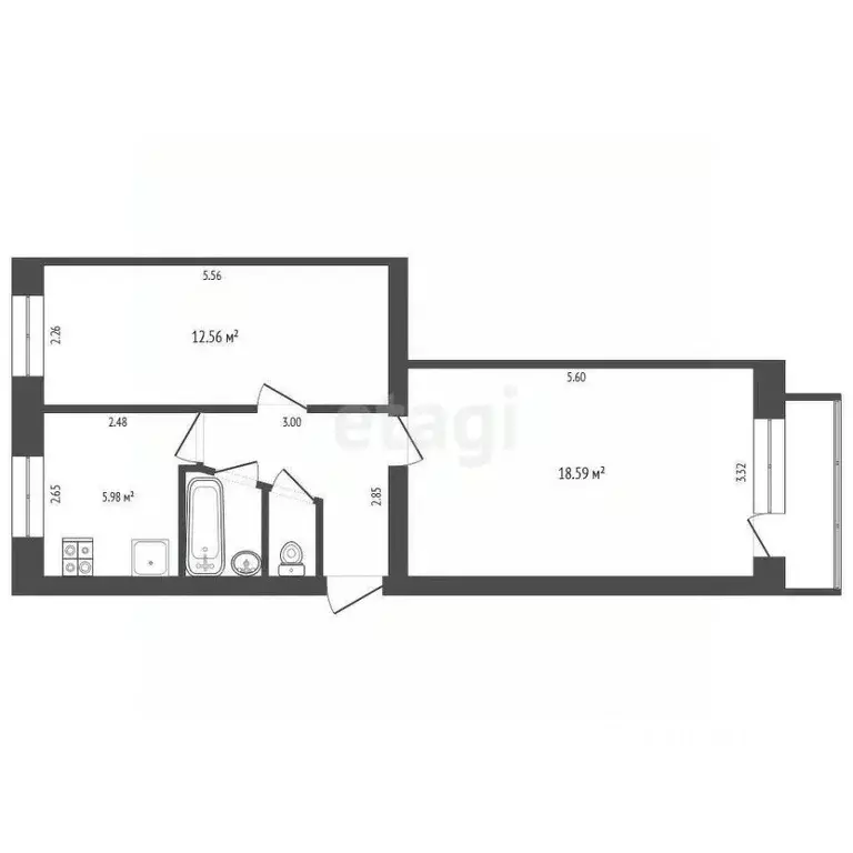 2-к кв. Белгородская область, Белгород Садовая ул., 51 (45.36 м) - Фото 0