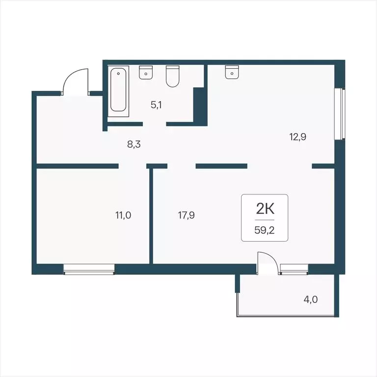 2-комнатная квартира: Новосибирск, Кедровая улица, 80/3 (59.2 м) - Фото 0