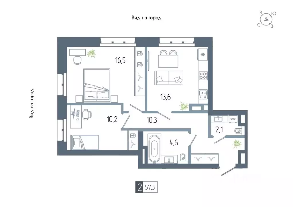 2-к кв. Башкортостан, Уфа Глумилино жилрайон, Аурум жилой комплекс ... - Фото 1