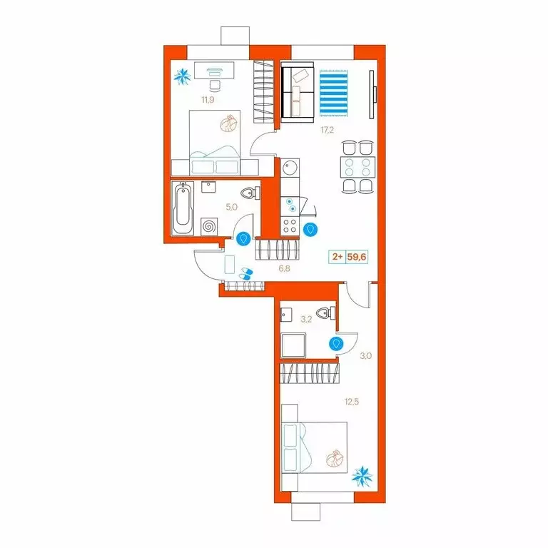 2-комнатная квартира: Тюмень, улица Ветеранов Труда, 36А/3 (59.6 м) - Фото 0