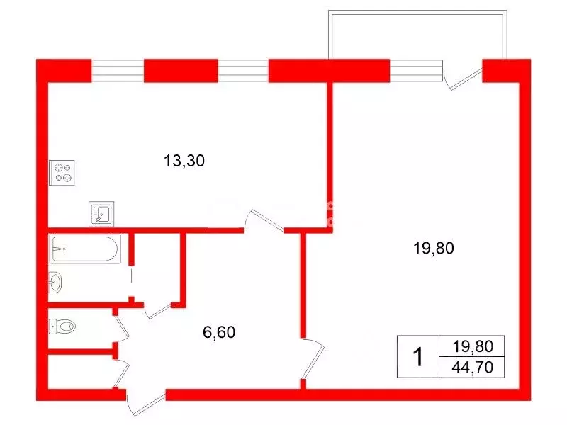 1-к кв. Ленинградская область, Всеволожский район, д. Новое Девяткино ... - Фото 1