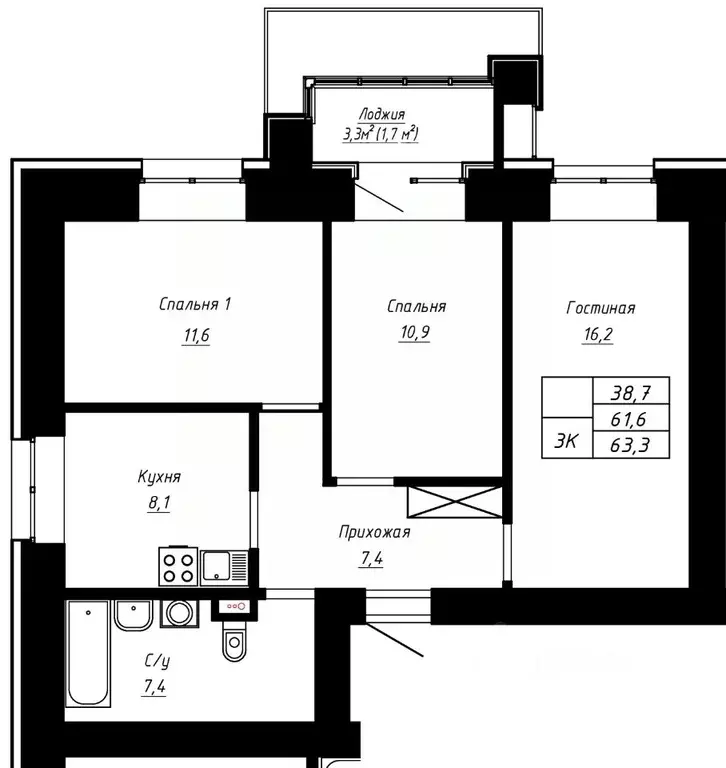 3-к кв. Алтайский край, Барнаул ул. Сухэ-Батора, 39 (63.3 м) - Фото 0