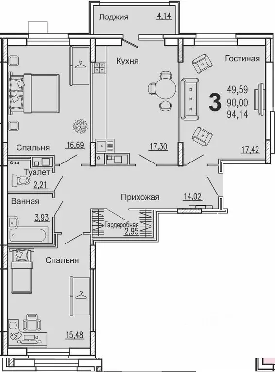 3-к кв. Пензенская область, Пенза ул. Богданова, 34 (94.14 м) - Фото 0