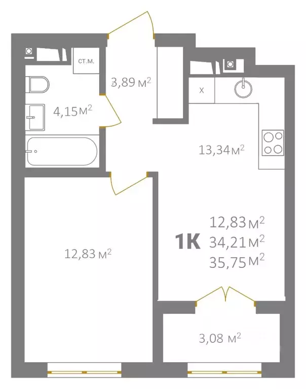 1-к кв. Нижегородская область, Нижний Новгород Караваиха мкр,  (35.75 ... - Фото 2