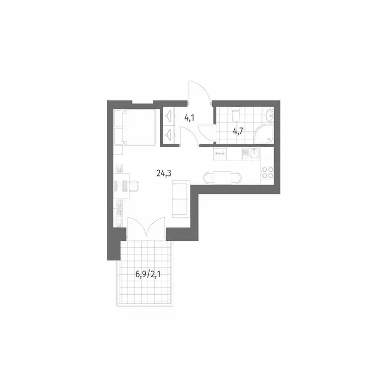 1-комнатная квартира: Новоселье, Адмиралтейская улица, 11 (35.2 м) - Фото 1