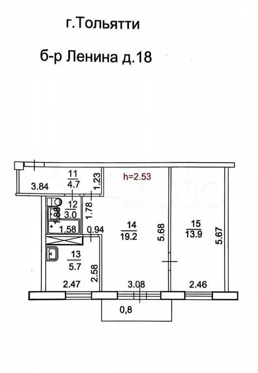 2-к. квартира, 46,3 м, 4/5 эт. - Фото 0
