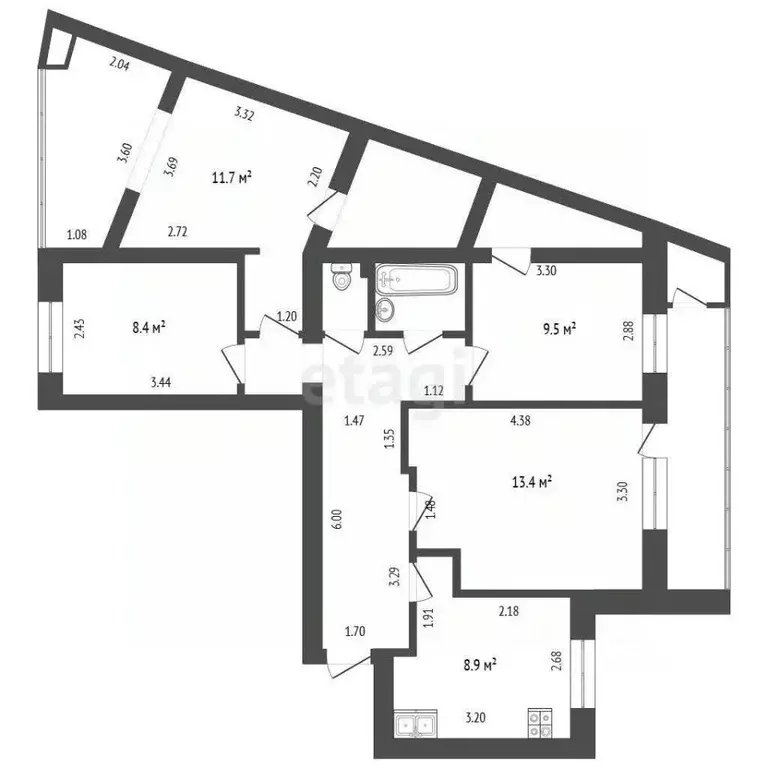 4-к кв. Тюменская область, Тюмень ул. Федюнинского, 7а (79.0 м) - Фото 1