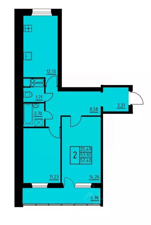 2-к кв. Пермский край, Пермь Магистральная ул., 98Б (57.4 м) - Фото 1