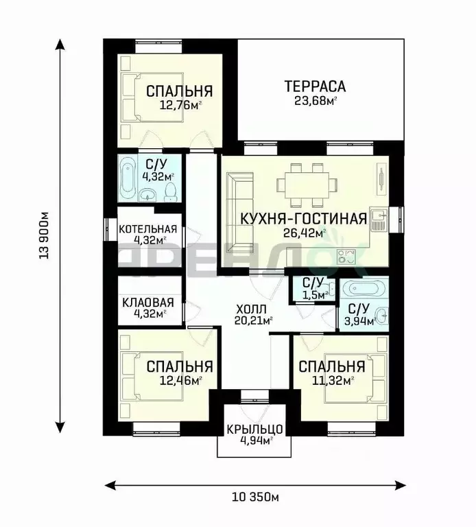 Дом в Татарстан, Зеленодольский район, Новопольское с/пос, пос. ... - Фото 2