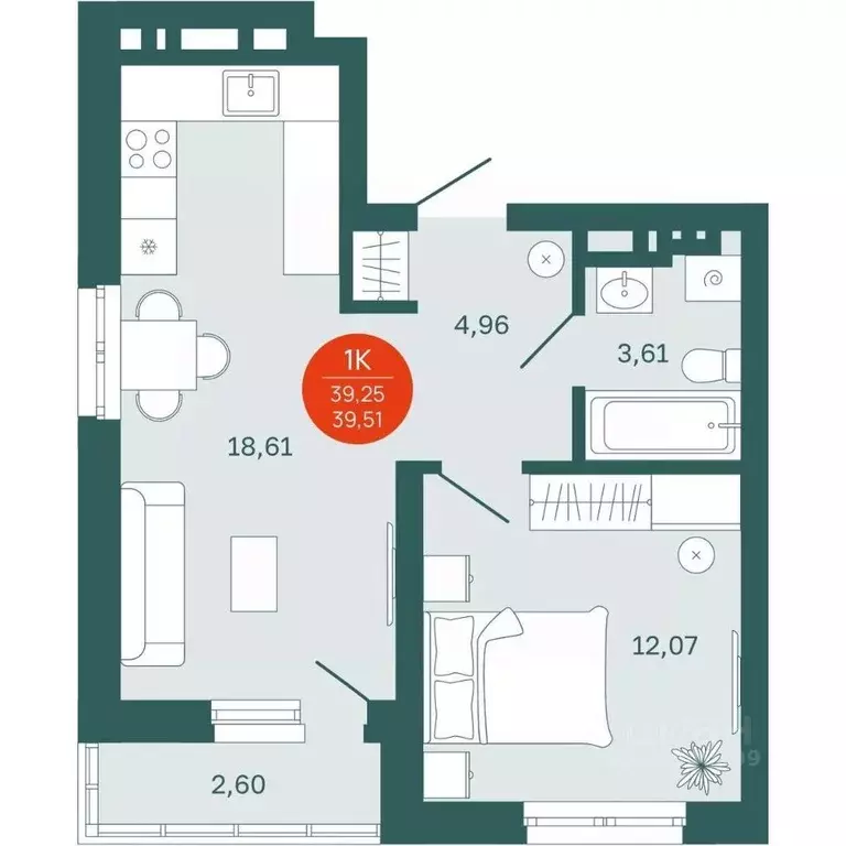 1-к кв. Тюменская область, Тюмень Одесская ул., 7к2 (39.25 м) - Фото 0