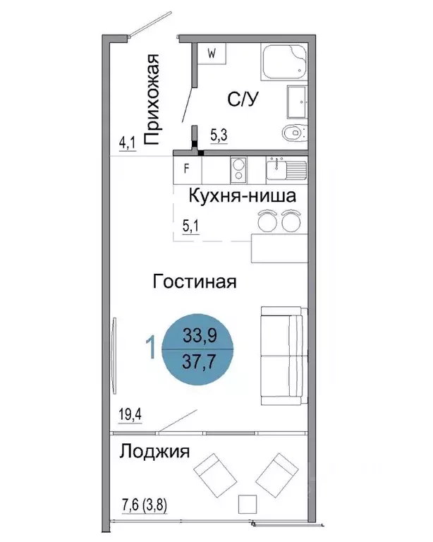 1-к кв. Крым, Керчь Белый город жилой комплекс (37.7 м) - Фото 0