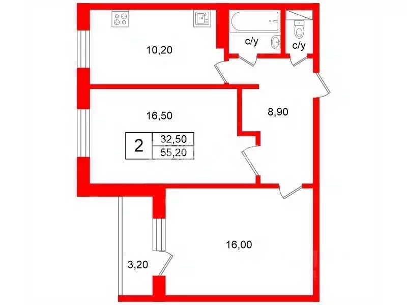 2-к кв. Санкт-Петербург Планерная ул., 45к1 (55.2 м) - Фото 1