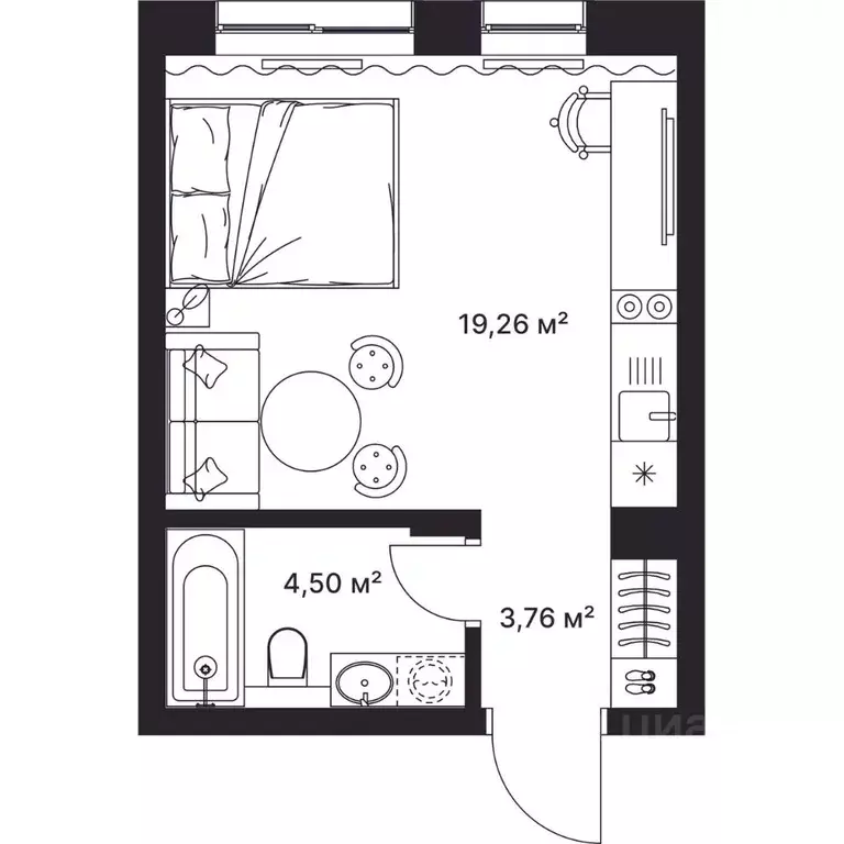 Студия Владимирская область, Киржач ул. Свердлова, 10А (27.5 м) - Фото 1