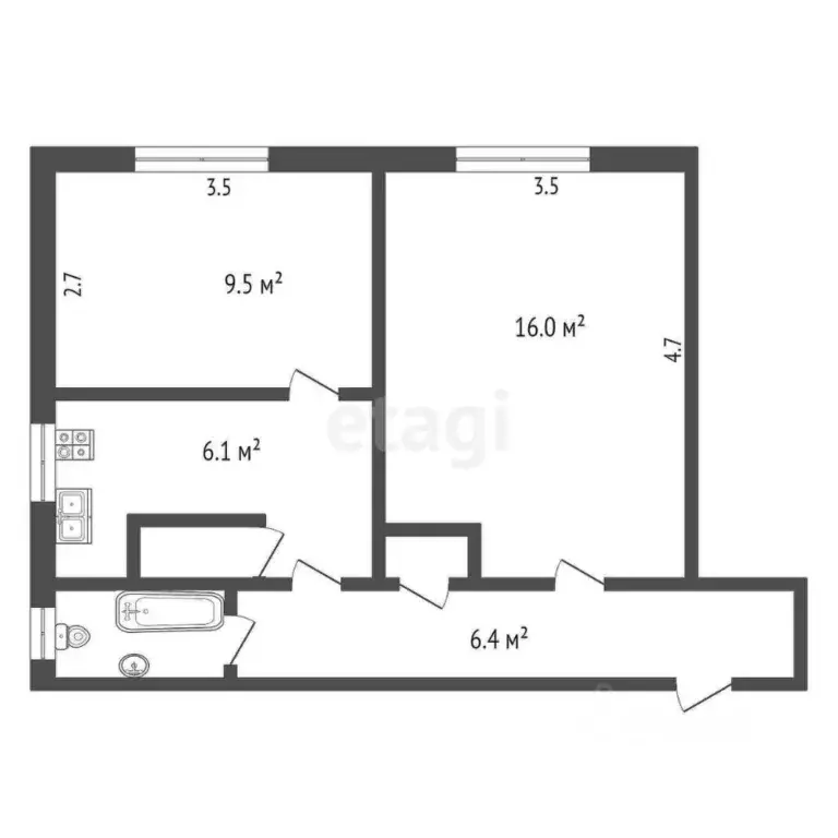 2-к кв. Коми, Сыктывкар городской округ, Краснозатонский пгт пер. ... - Фото 2