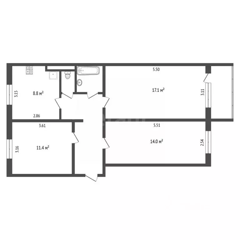 3-к кв. Ямало-Ненецкий АО, Муравленко ул. Ленина, 59 (66.8 м) - Фото 1