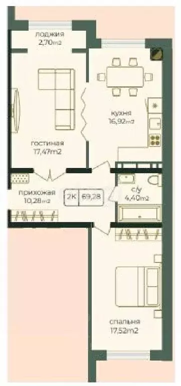 2-к кв. Дагестан, Каспийск просп. Акулиничева (69.29 м) - Фото 0