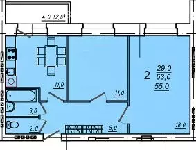 2-комнатная квартира: Вологда, Северная улица, 36Г (55 м) - Фото 0