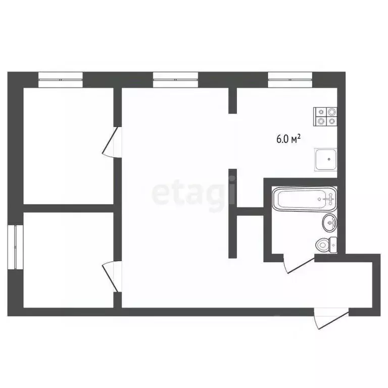 2-к кв. Тюменская область, Тюмень Гилево мкр, ул. Вербная, 4 (42.4 м) - Фото 1