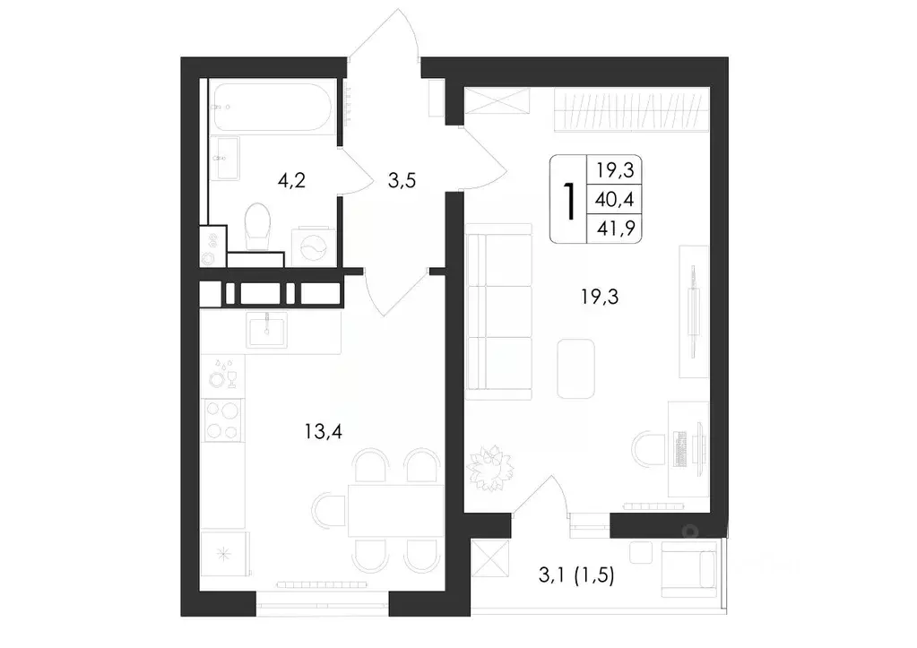 1-к кв. Воронежская область, Воронеж ул. Загоровского, 5/3 (41.9 м) - Фото 0