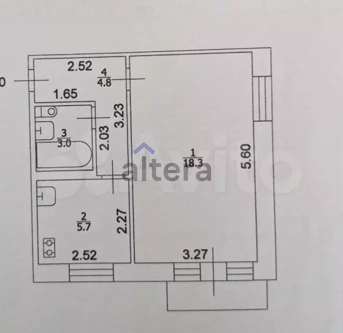 1-к. квартира, 31,8 м, 5/5 эт. - Фото 0