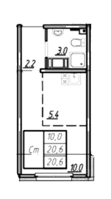 Студия Санкт-Петербург ул. Пейзажная, 24к3 (20.6 м) - Фото 1