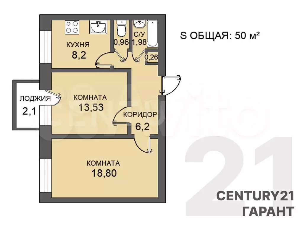 2-к. квартира, 50 м, 7/7 эт. - Фото 0