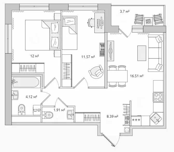 Продаётся 2-к квартира, 53.1 м - Фото 0