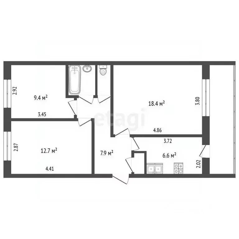 3-к кв. Татарстан, Набережные Челны просп. Сююмбике, 91 (58.6 м) - Фото 2